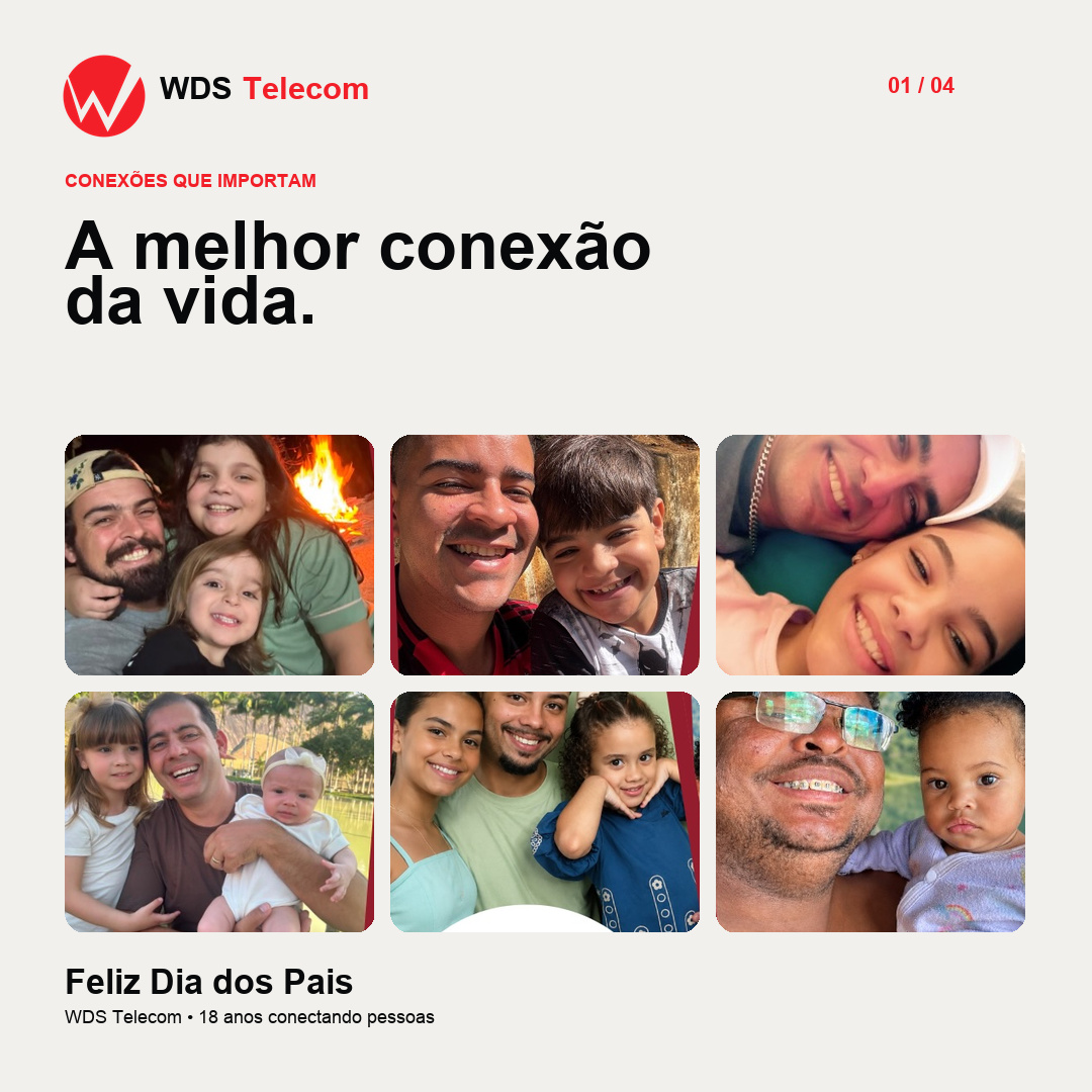 Arte da WDS para o Dia dos Pais com seis famílias reais